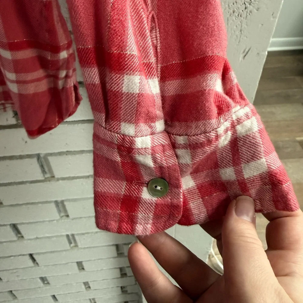 Tommy Bahama Red Plaid Button Front Shirt Long Sleeve Casual Women’s Top Coastal - Picture 4 of 8